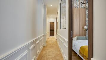 Apartment | Laptop workspace, iron/ironing board, bed sheets