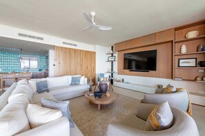 Smart TV, stereo - Rooftop Oasis in El Surf by Mita Residential. Private Oceanview Rooftop, Pools & Jacuzzi (Punta Mita)
