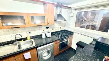 Fridge, microwave, oven, electric kettle