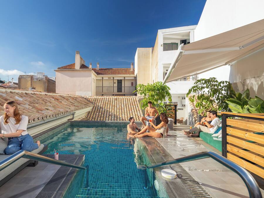 Outdoor pool, pool umbrellas