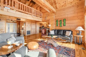 Smart TV, fireplace, DVD player, music library