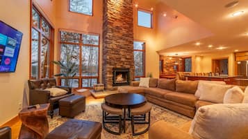 Smart TV, fireplace, foosball, table tennis