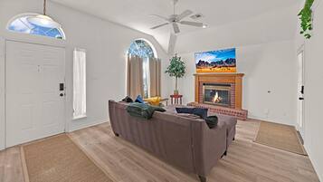 Smart TV, foosball, table tennis, books