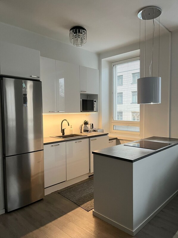 Kühlschrank, Mikrowelle, Ofen, Herdplatte