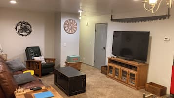Smart TV, DVD player, books, video library