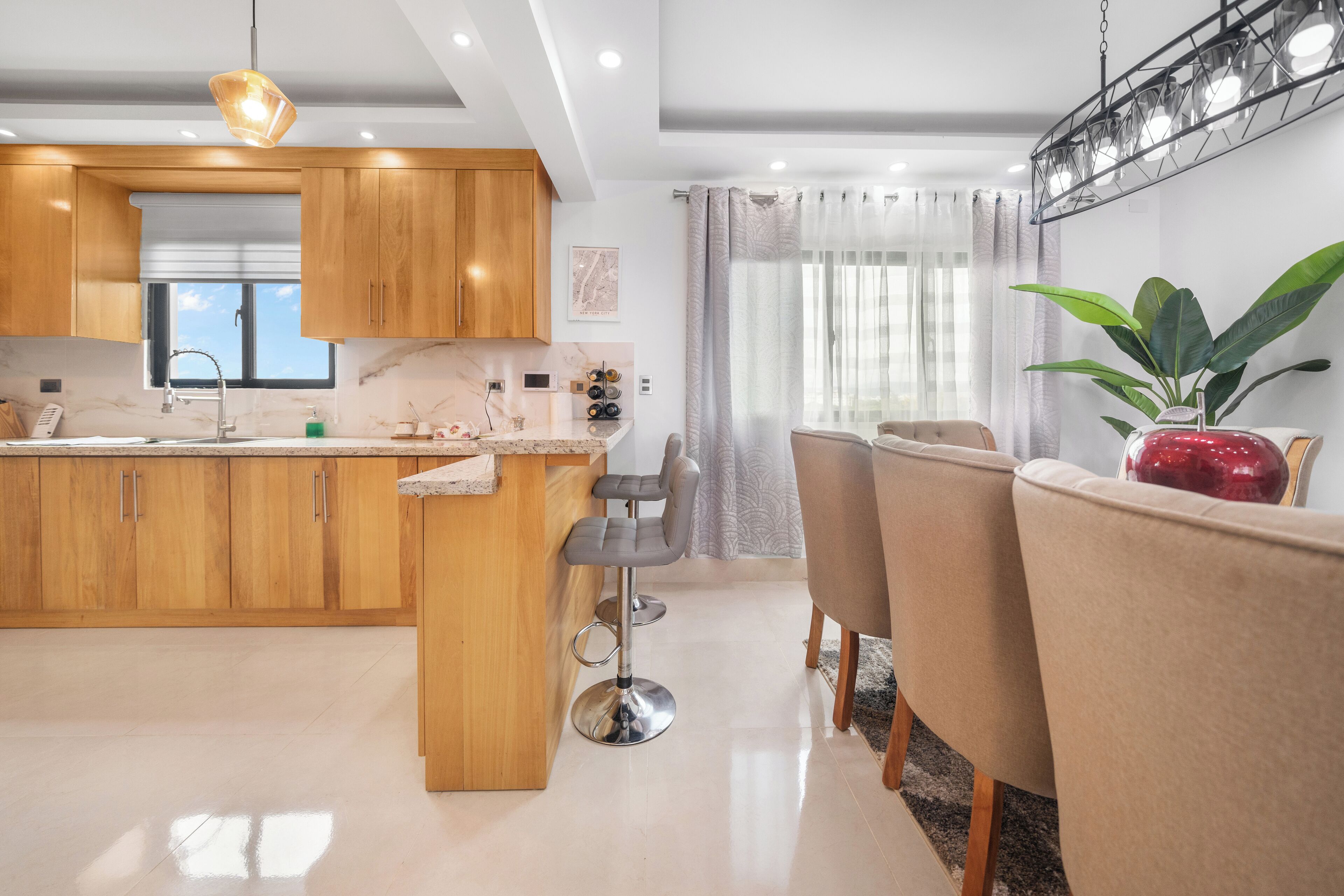 Family Condo, Garden View | Private kitchen | Fridge, microwave, oven, stovetop