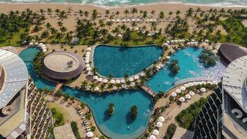 3 outdoor pools, pool umbrellas