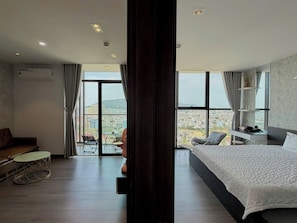 Apartment, 1 Schlafzimmer, Stadtblick | Bettwäsche aus ägyptischer Baumwolle, hochwertige Bettwaren