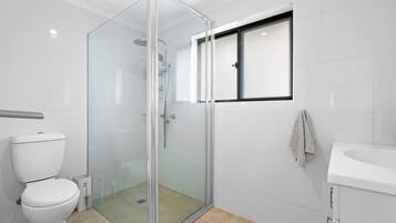 Towels, soap, shampoo, toilet paper