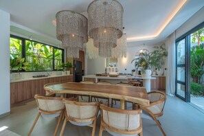 Luxury Villa, Patio, Pool View | Dining room