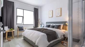 Pillow-top beds, blackout curtains, iron/ironing board, free WiFi