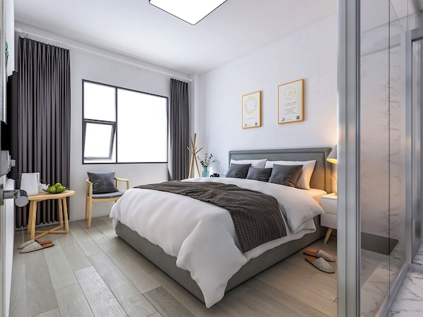 Economy Double Room, Non Smoking | Pillowtop beds, blackout drapes, iron/ironing board, free WiFi
