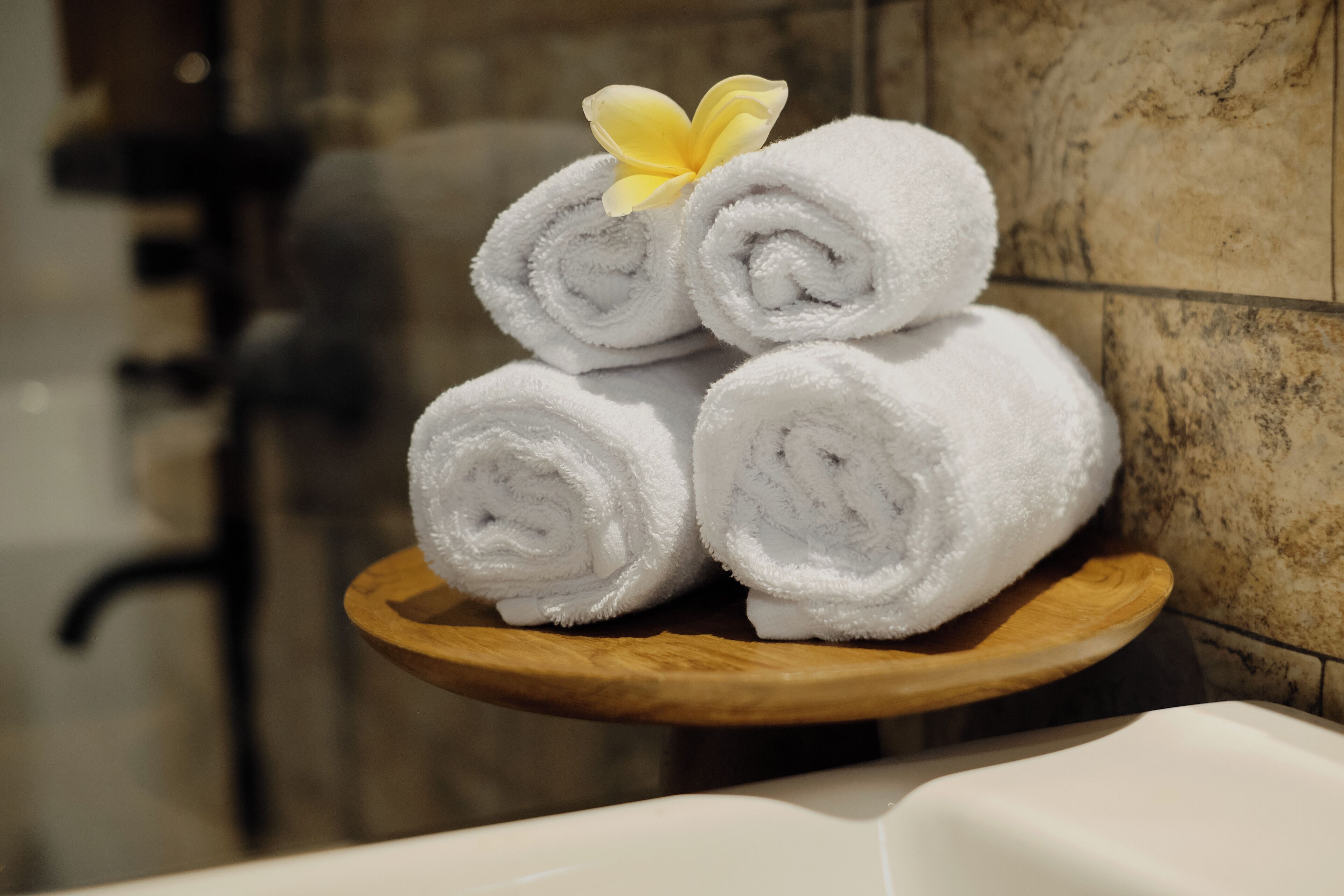 Separate tub and shower, free toiletries, hair dryer, bathrobes