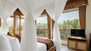 Vila, pemandangan kolam renang | 1 kamar tidur, minibar, Wi-Fi gratis, dan seprai linen