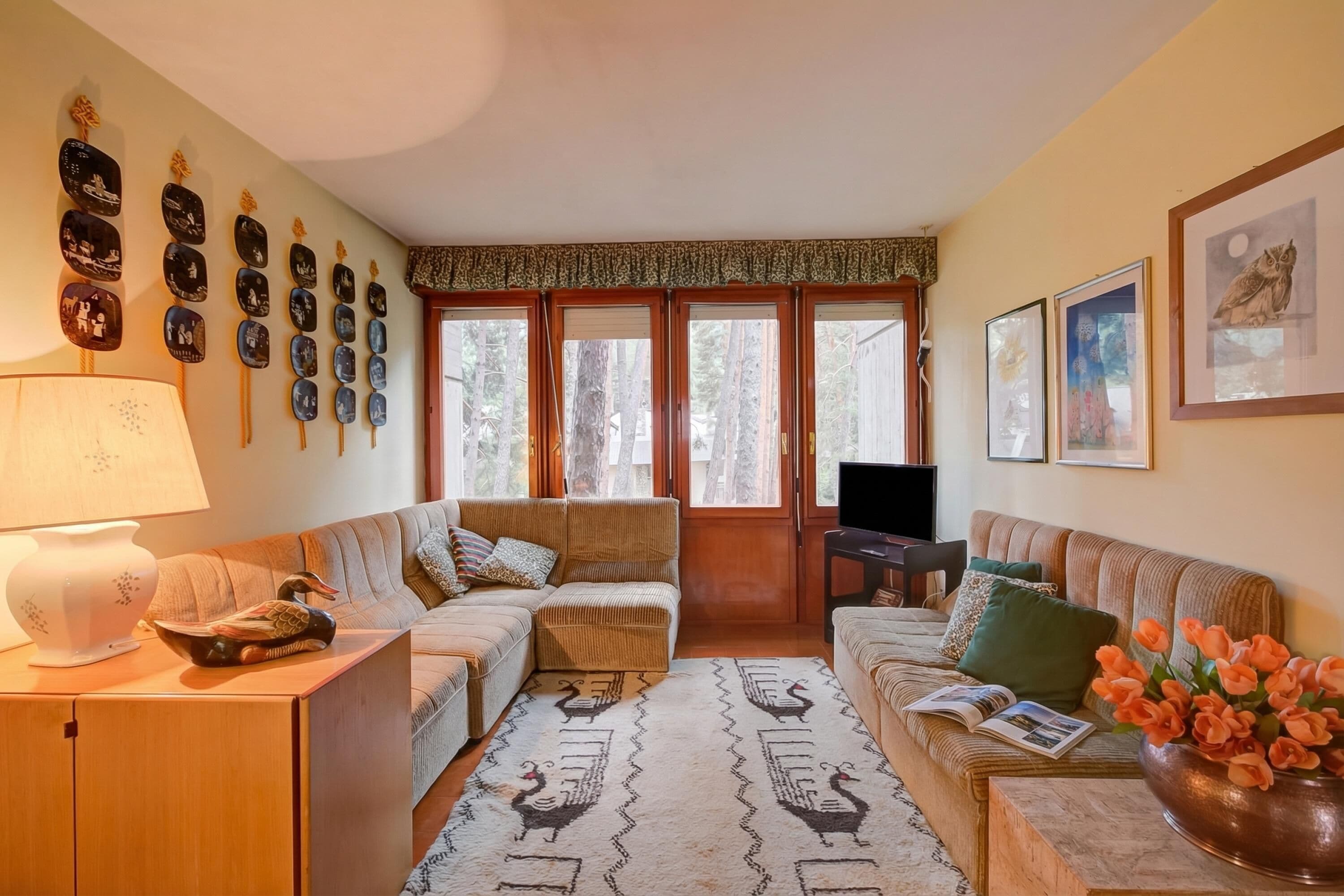 Standaard appartement, meerdere slaapkamers (Lo Stambecco) | Woonruimte | Een 21-inch flatscreentelevisie met kabelzenders