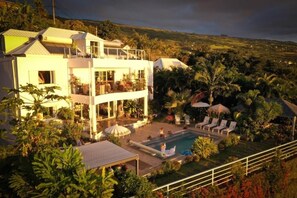 Outdoor pool, a heated pool - VILLA GARRIGA: Double Room - Sea View  (Le Bois de Nèfles,)