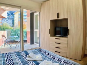 Lägenhet Deluxe - balkong | Duntäcken, strykjärn/strykbräda, barnsängar och gratis wi-fi