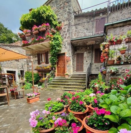 Property grounds. Loft with flowered courtyard in Val d'Orcia Radicofani