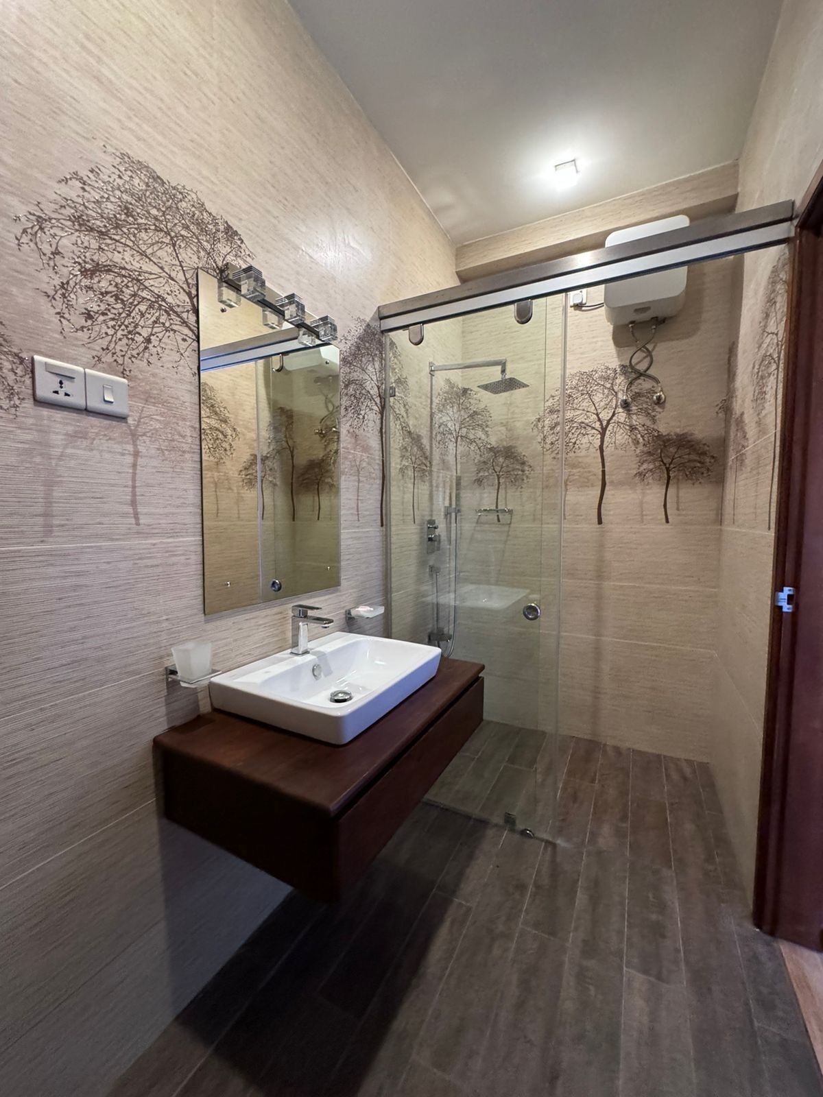 Shower, bidet, towels, soap