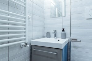 Sèche-cheveux, serviettes fournies, savon, papier toilette