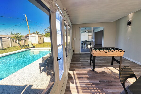 Outdoor dining - Venice Vacay! Pet-friendly pool home in Venice FL! (Venice)