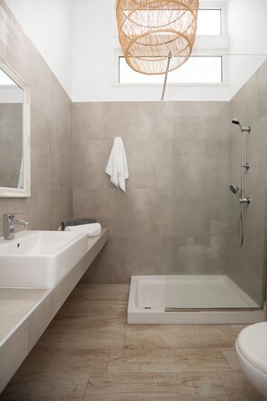 Chambre exécutive double | Salle de bain | Douche, séchoir à cheveux, serviettes fournies, savon