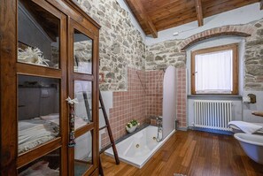 Hair dryer, bidet, towels