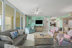 Condo, Multiple Beds (Beach Colony East 1B) | Living area | TV - Beach Colony East 1B (Pensacola)