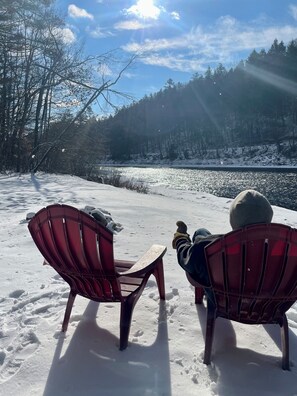 Property grounds - Cozy Riverfront cabin with hot tub! (Northville)
