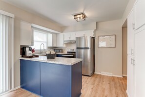 Fridge, microwave, oven, dishwasher