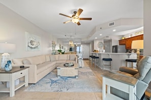 Condo, Multiple Beds (Seachase 1102W) | Living area | TV