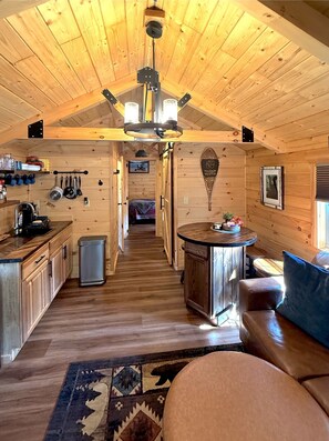 TV connectée, cheminée, chaîne hi-fi