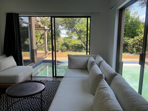 Outdoor pool, sun loungers