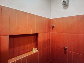Hair dryer, towels, toilet paper