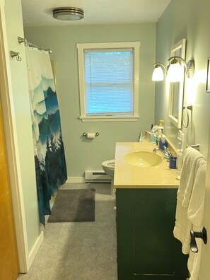 Shower, hair dryer, towels, soap - Spacious 5-bedroom house in marvelous Windham with AC, WiFi & wood burning stove (Windham)