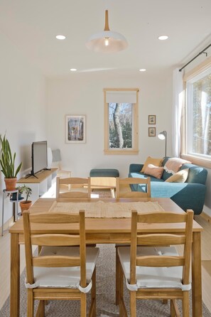 Living area - Stylish, Newly-built 2-bedroom guesthouse in Easthampton.  Clean + Light Filled (Easthampton)