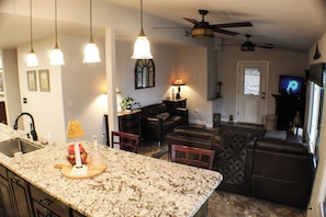 Smart TV, fireplace, stereo, printers