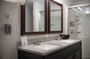 Hair dryer, towels, toilet paper