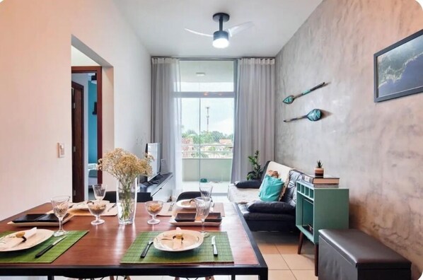 Living area - &#x1f31e; Modern apartment with barbecue near the seafront (Estufa I Ubatuba)