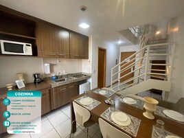 Family Duplex, 2 Bedrooms, City View | Private kitchen | Mini-fridge, microwave, stovetop, cookware/dishes/utensils