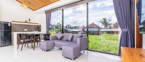 Villa, 1 chambre, vue piscine | Coin séjour