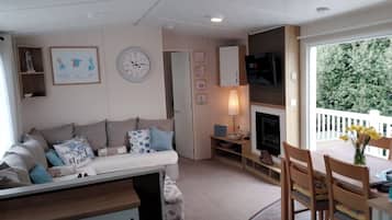 Televisión y chimenea