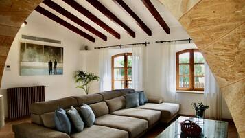 Télévision, cheminée, livres