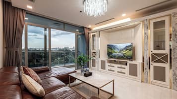 Luxury Apartment, 4 Bedrooms, Balcony, City View | Living area | Flat-screen TV, Netflix, streaming services