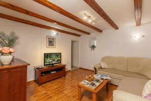 Family House, Multiple Bedrooms (House Papinka with Private Pool &) | Living area | Flat-screen TV - House Papinka With Private Pool & Garden (Sveta Nedelja)