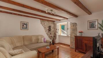 Family House, Multiple Bedrooms (House Papinka with Private Pool &) | Living area | Flat-screen TV