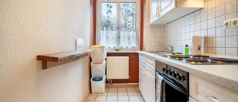 Fridge, oven, stovetop, coffee/tea maker