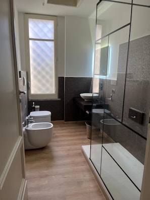 Dusche, Haartrockner, Bidet, Handtücher