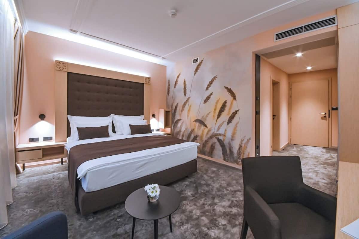 Superior tweepersoonskamer, 1 kingsize bed, balkon | Een minibar, een kluis op de kamer, een bureau, geluiddichte muren