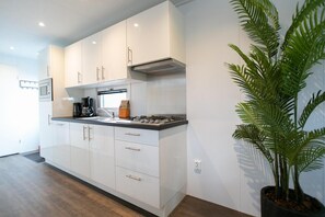 Kjøleskap, mikrobølgeovn, kokeplater og oppvaskmaskin